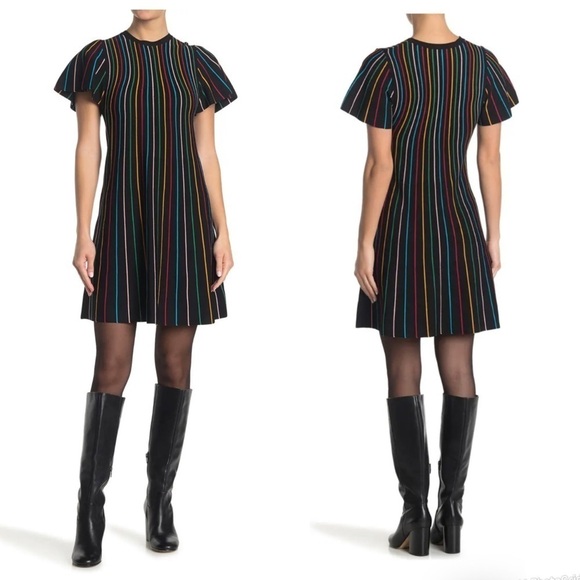 Red Valentino Striped Flared Dress - Picture 1 of 11
